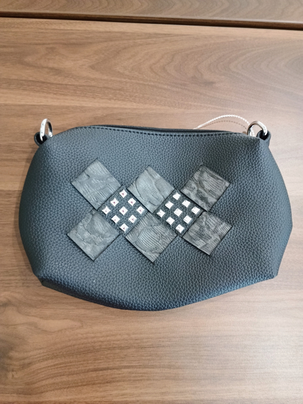Black Women's Crossbody Bag with Decorative Studs